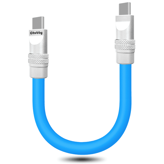 Chubby Cable Cute Chubby 240W Fast Charging Cable Soft Silicone Short Type C to Type C Charge Cord Compatible with Power Bank, Blue, 10inch
