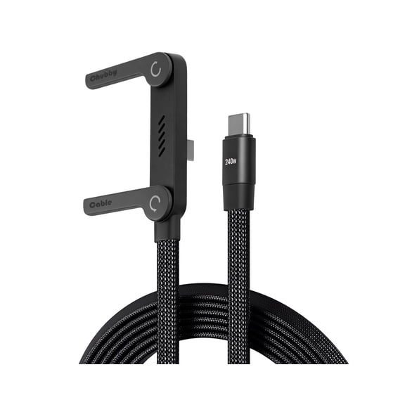 Chubby Cable StandLite 240W Braided Fast Charge USB C Cable With Built-in Phone Stand Foldable Durable Type C Cord T-Shaped Right Angle Multi-Functional Charging Cord, 4.9FT