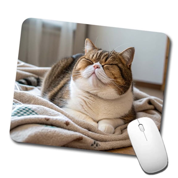 Chubby Cat Lying Down Cute Mouse Pad Low Profile Gaming Mat