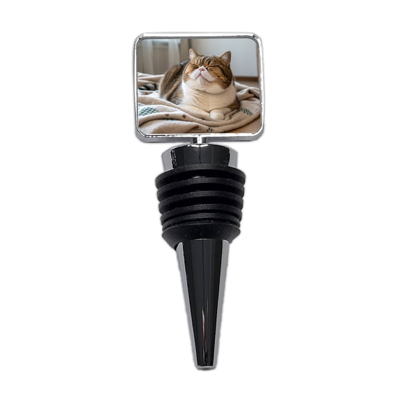 Chubby Cat Lying Down Cute Wine Bottle Stopper Cap Plug