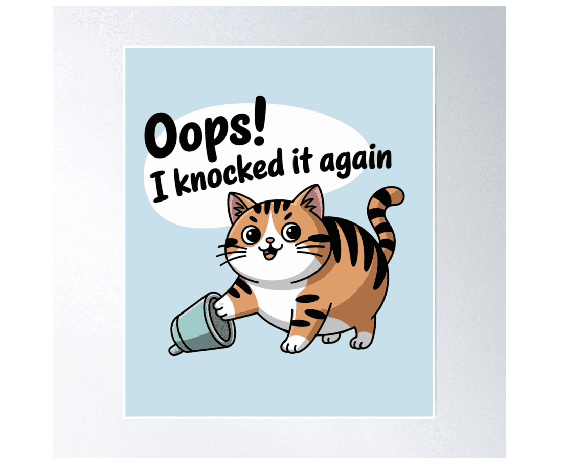 Chubby Cat Oops! I Knocked It Again Poster Wall Art Modern Wall Decor ...