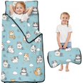 thumbnail image 1 of Chubby Cat and Yarn Blue Pattern Teens Toddler Nap Mat with Pillow, Sleeping Mat Bag for Preschool Daycare 50"x20", 1 of 6