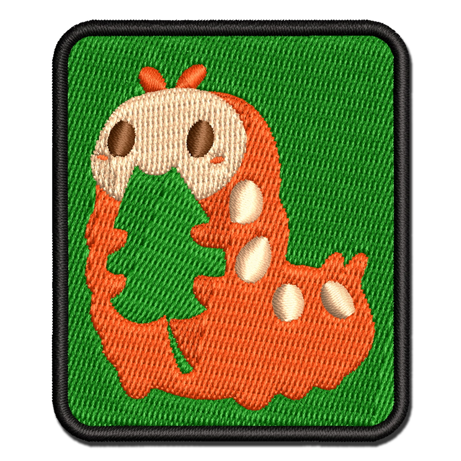 Chubby Caterpillar Eating Leaf Applique MultiColor Embroidered IronOn Patch 3 Inch Medium