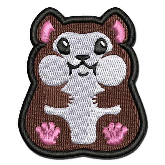 Chubby Cheek Hamster Applique Multi-Color Embroidered Iron-On Patch - 3 Inch Medium