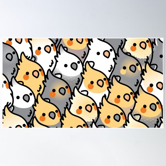 Chubby Cockatiel Party Poster Wall Art, Modern Wall Decor For Living Room Bedroom, 8x12 UNFRAMED