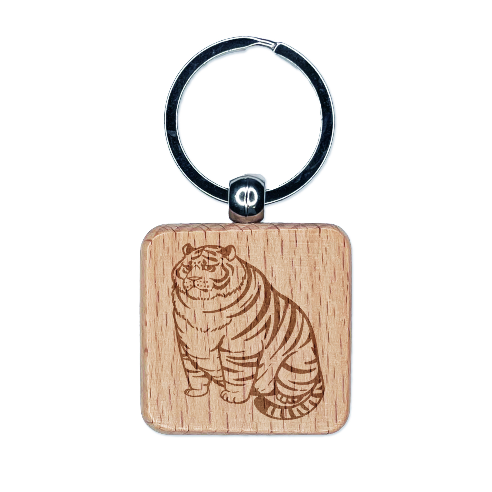Fat Controller Keychain Chubby Fat Tiger Square Keychain Charm Tag - Engraved Wood - Walmart.com