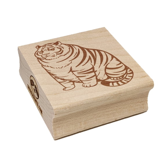 Chubby Fat Tiger Square Rubber Stamp Stamping Scrapbooking Crafting - Small 1.25in