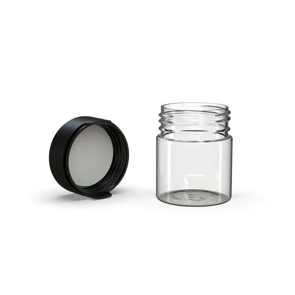 Chubby Gorilla 3FL.OZ Aviator CR Container With Inner Seal & Tamper Clear Natural With Opaque Black Lid (10 Pack)