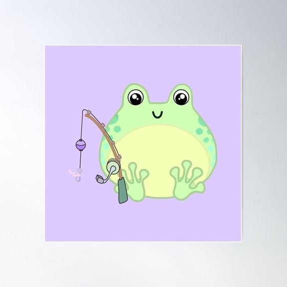 Chubby Green Fisher Man Frog Poster Wall Art, Modern Wall Decor For Living Room Bedroom, 16X16 UNFRAMED