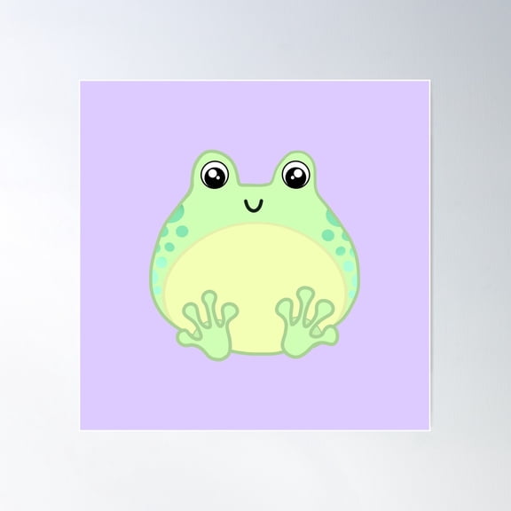 Chubby Green Kawaii Frog Poster Wall Art, Modern Wall Decor For Living Room Bedroom, 24x24 UNFRAMED