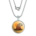 thumbnail image 1 of Chubby Grizzly Bear 0.75" Pendant with Sterling Silver Plated Chain, 1 of 3