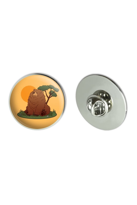 Chubby Grizzly Bear Metal 1.1" Tie Tack Hat Lapel Pin Pinback