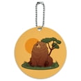 thumbnail image 1 of Chubby Grizzly Bear Round Luggage ID Tag Card Suitcase Carry-On, 1 of 7