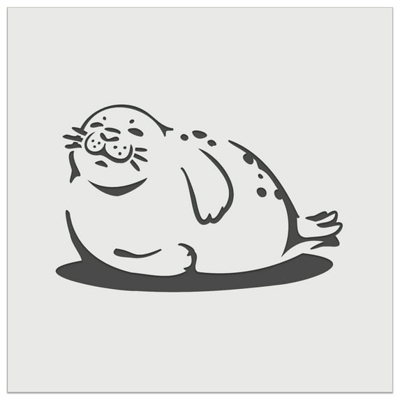 Chubby Happy Seal Basking on Side DIY Cookie Wall Craft Stencil - 3.5 Inch