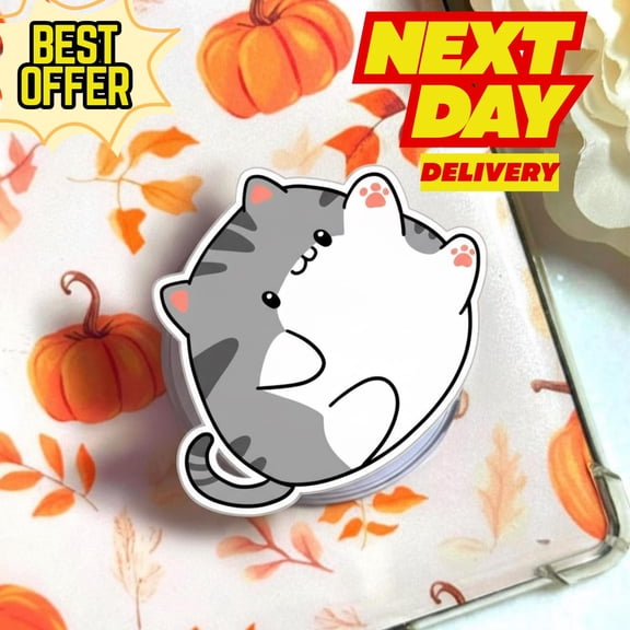 Chubby Kitty MagSafe Phone Grip: Cute Kitty Magnetic Phone Holder, Kawaii Animal Phone Stand, Gift for Cat Lovers or Cat Moms, Cat Griptok H8