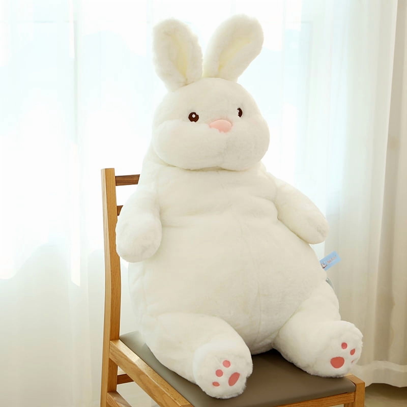 Chubby Lazy Rabbit Plush Toy, Soft Huggable Bunny Stuffed Animal, Cute Cuddle Pillow Buddy, Perfect Easter Gift for Kids Adults Rabbit Lovers