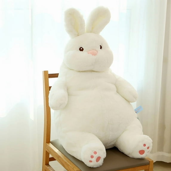 Chubby Lazy Rabbit Plush Toy, Soft Huggable Bunny Stuffed Animal, Cute Cuddle Pillow Buddy, Perfect Easter Gift for Kids Adults Rabbit Lovers
