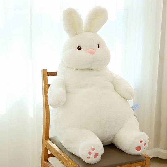 Chubby Lazy Rabbit Plush Toy, Soft Huggable Bunny Stuffed Animal, Cute Cuddle Pillow Buddy, Perfect Easter Gift for Kids Adults Rabbit Lovers