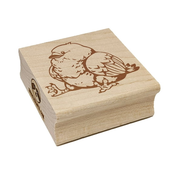 Chubby Little Bird Sitting Square Rubber Stamp Stamping Scrapbooking Crafting - Small 1.25in