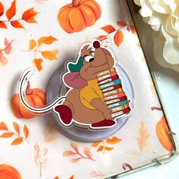 Chubby Mouse Bookish Phone Grip, Aesthetic Little Friend Holder for , Trendy Storybook Mouse eReader Kickstand, Cute Gift for Reader