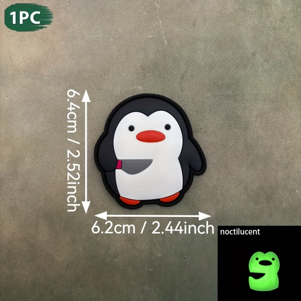 Chubby Penguin Tactical Vest Badge Sticker - PVC Morale Patch with Glowing Effect for Backpacks