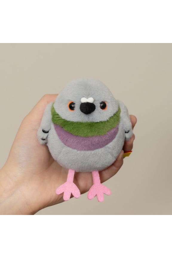Chubby Pigeon Plush Keychain - 11cm Battery-Free Motion-Activated Chirping Mini Bird Charm, Soft Fluffy Rock Dove Backpack Pendant & Aesthetic Key Ring