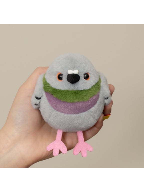 Chubby Pigeon Plush Keychain - 11cm Battery-Free Motion-Activated Chirping Mini Bird Charm, Soft Fluffy Rock Dove Backpack Pendant & Aesthetic Key Ring