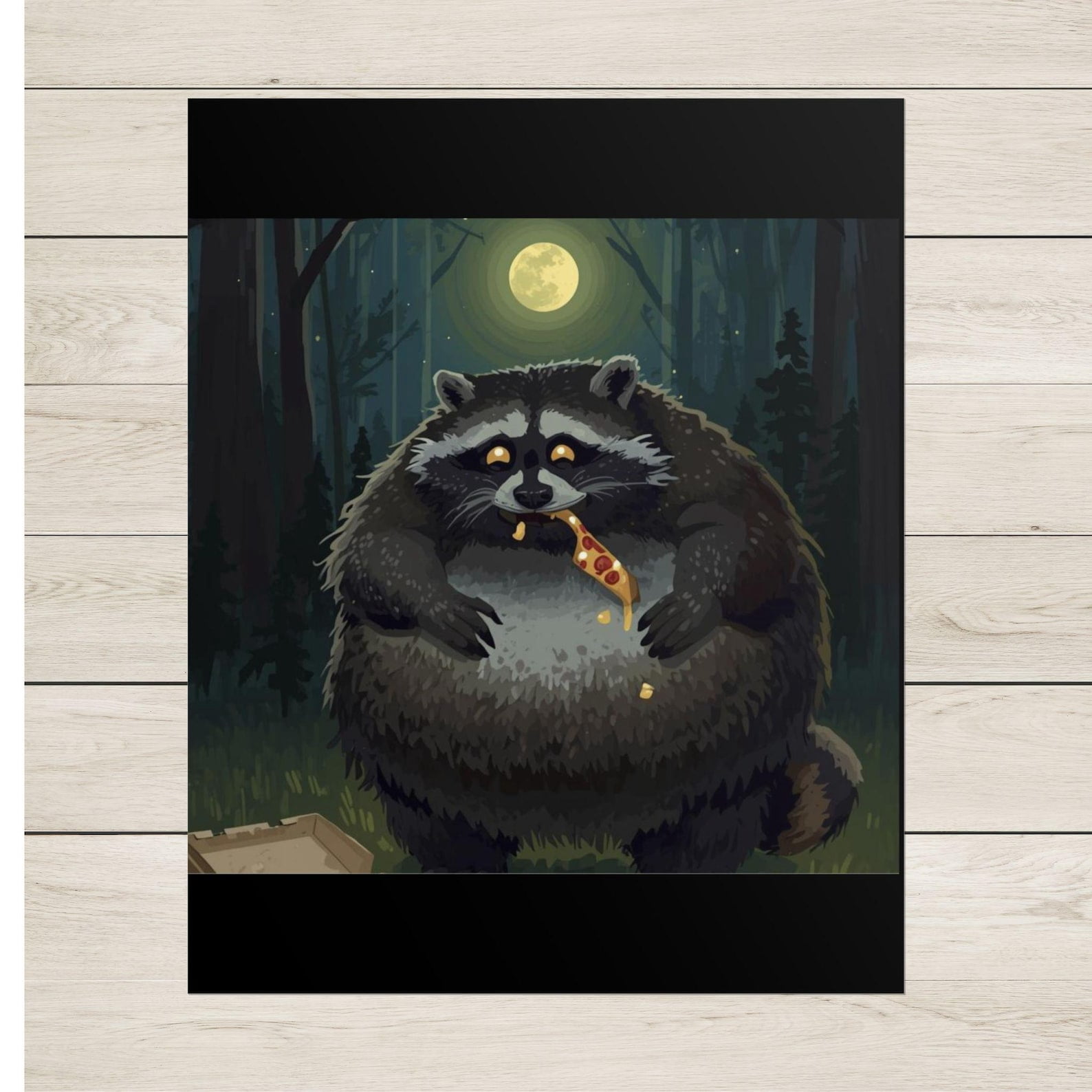 Chubby Raccoon Eating Pizza poster Wall Art Decor 16x24 ROLLED ...