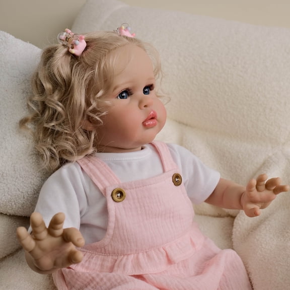 Chubby Reborn Baby Dolls 24 inch - Realistic Adorable Newborn, Poseable & Washable, Hand-Rooted Hair, Cloth Body with Accessories, Gift Set for Kids 3+