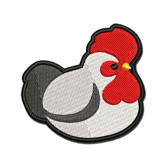 Chubby Rooster Chicken Applique Multi-Color Embroidered Iron-On Patch - 3 Inch Medium