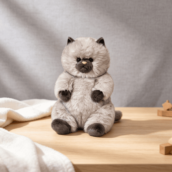 Chubby Sitting Kitty Plushies, Plush Furry Cat Stuffed Animals, Cuddly Plush Toys, Cute Cat Doll Ornament, Perfect Companion Toy & Home Decoration for Birthday Xmas Gifting-B