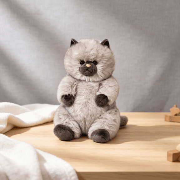 Chubby Sitting Kitty Plushies, Plush Furry Cat Stuffed Animals, Cuddly Plush Toys, Cute Cat Doll Ornament, Perfect Companion Toy & Home Decoration for Birthday Xmas Gifting-B