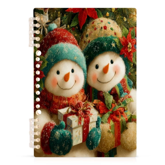 Chubby Snowman Notebook College Horizontal Grid Paper Ink Spill Resistant Water Resistant Cover 8.3x5.7x0.4in