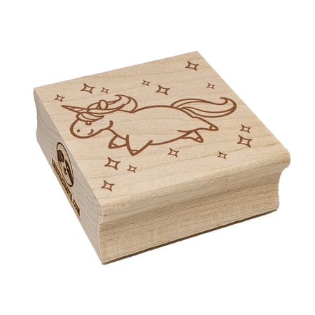 Chubby Unicorn with Stars Square Rubber Stamp Stamping Scrapbooking Crafting - Small 1.25in