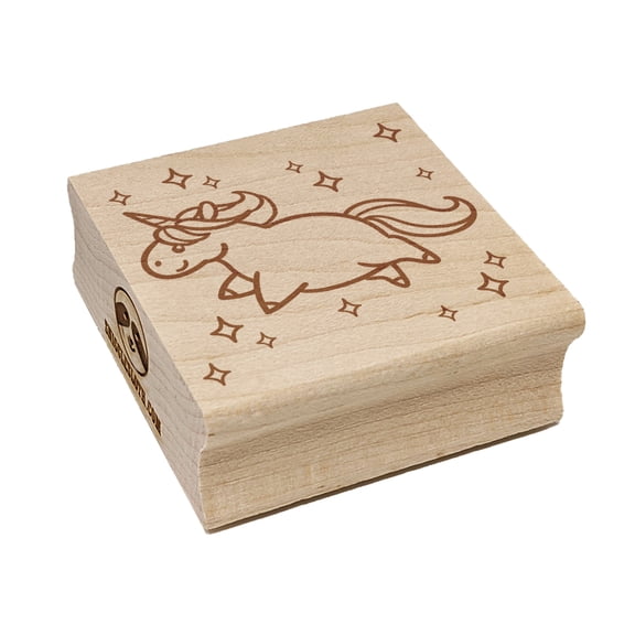 Chubby Unicorn with Stars Square Rubber Stamp Stamping Scrapbooking Crafting - Small 1.25in