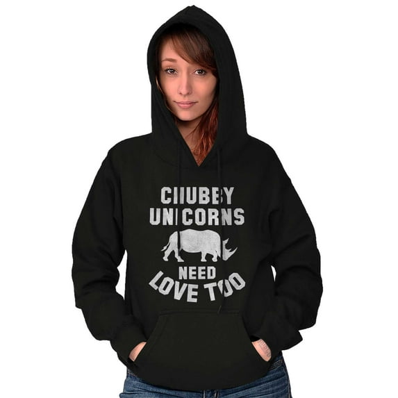 Chubby Unicorns Need Love Too Rhino Hoodie Sweatshirt Women Brisco Brands L