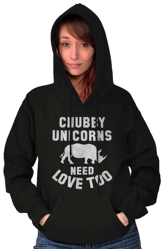Chubby Unicorns Need Love Too Rhino Hoodie Sweatshirt Women Brisco Brands M