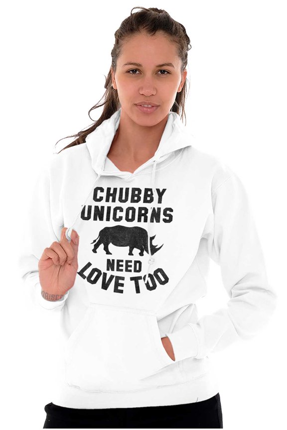 Chubby Unicorns Need Love Too Rhino Hoodie Sweatshirt Women Brisco Brands X