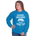 thumbnail image 1 of Chubby Unicorns Need Love Too Rhino Women Crewneck Sweatshirt Brisco Brands 2X, 1 of 6