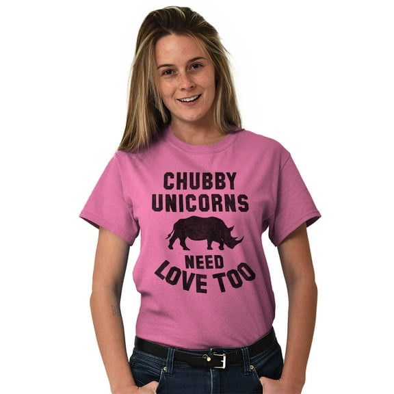 Chubby Unicorns Need Love Too Rhino Women's Plus Size Graphic Tee Brisco Brands 3X