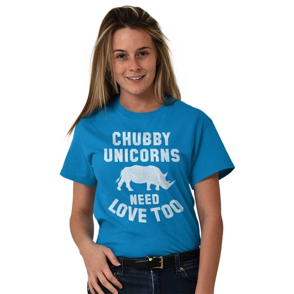 Chubby Unicorns Need Love Too Rhino Women's Graphic T Shirt Tees Brisco Brands 5X