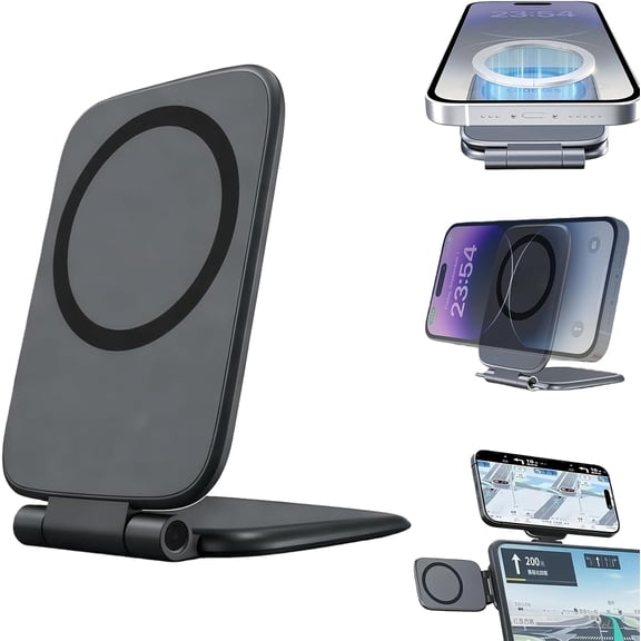 Ultra-Thin Foldable Magnetic Car Phone Mount 270Adjustable Cell Phone Holder for Your Car/Gym/Mirror Compatible with iPhone & Android-dh