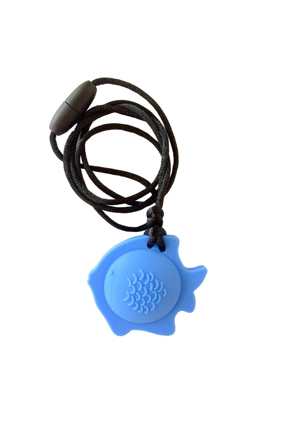 Fish Chewy Pendant With Breakaway Clasp Necklace- Sky Blue Color