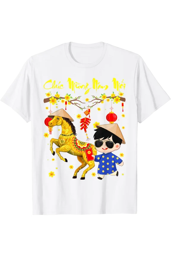 Chuc Mung Nam Moi Binh Ngo Tet 2026 Vietnamese Boy Ao Dai T-Shirt Unisex Full Size S-5XL