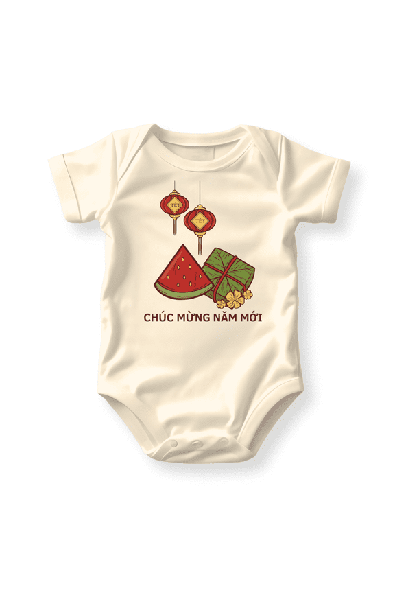 Chuc Mung Nam Moi Happy New Year Baby Bodysuit, Newborn Outfit, Baby Clothes, Gift&nbsp;for&nbsp;Children 6-9m Natural