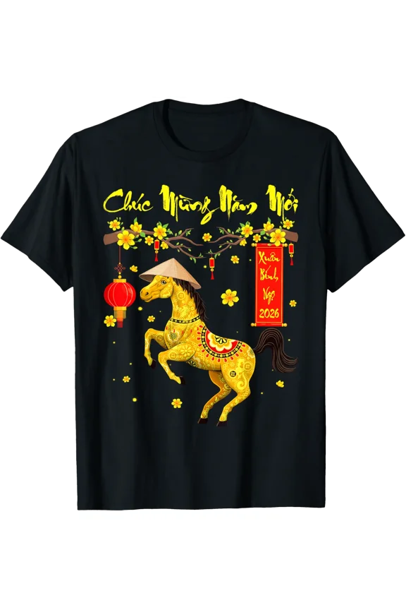 Chuc Mung Nam Moi Xuan Binh Ngo Happy Tet 2026 Horse Kids T-Shirt V1 All Size S-5Xl