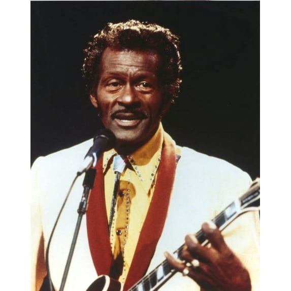 Chuck Berry Playing Guitar in White Tuxedo Photo Print (24 x 30)