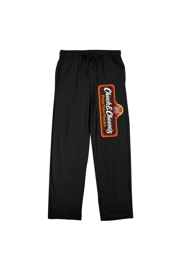Chuck E. Cheese Logo Men's Black Sleep Pants -Medium
