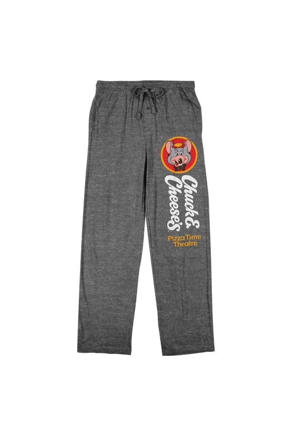 Chuck E. Cheese Logo Men's Heather Gray Sleep Pants -Medium