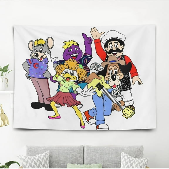 Chuck E Cheese Pattern Wall Hanging 50*60 Inches High-Quality Peach Skin Velvet Material Classic And Charming